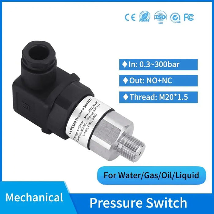0.3-400Bar Hydraulic General Adjustable Pressure Switch Mechanical Gas Oil Water Piston NPT1/4'' Pressure Control Switch - electrical center b2c