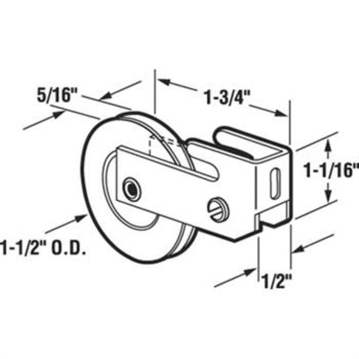 Sliding Glass Patio Door 1 - 1/2" Steel Ball Bearing Roller With 1/2" Wide Housing - Reflect Window & Door