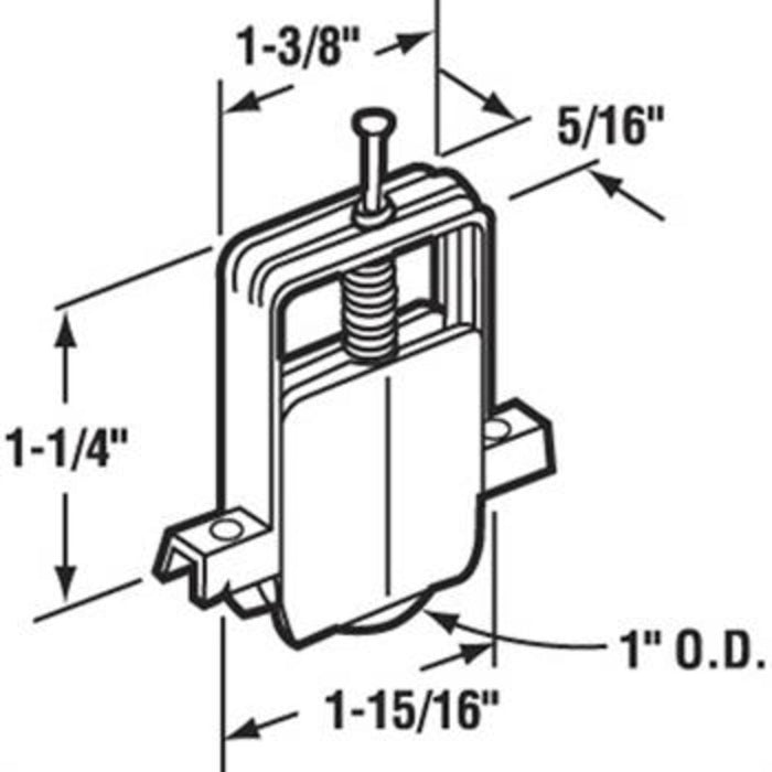 1" Steel Sliding Screen Door Bottom Roller – Columbia Door Replacement Roller with Nylon Housing