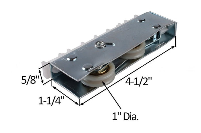 Tandem Sliding Glass 1" Diameter Roller with Plastic Mounting for Smooth Door Operation - Reflect Window & Door