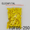 FDFD5-250 FDFD5.5-250 Female Insulated Electrical Crimp Terminal Connectors Cable Wire Connector 100PCS/Pack AWG 12-10 FDFD.