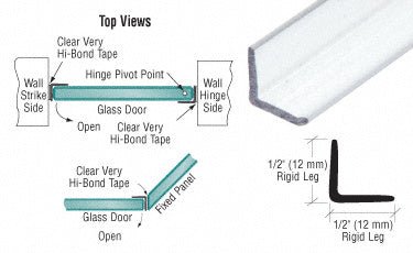 Shower Door "L" 1/2" x 1/2" Clear Jamb with Pre - Applied Tape 95" - Reflect Window & Door