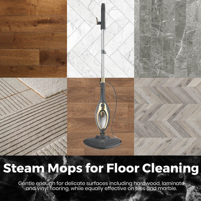 1500W Steam Mop – Fast-Heating Multi-Surface Cleaner with 330ml Tank & Accessories
