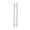 A narrow stainless steel door pull with two vertical bars, shown on a plain white background.