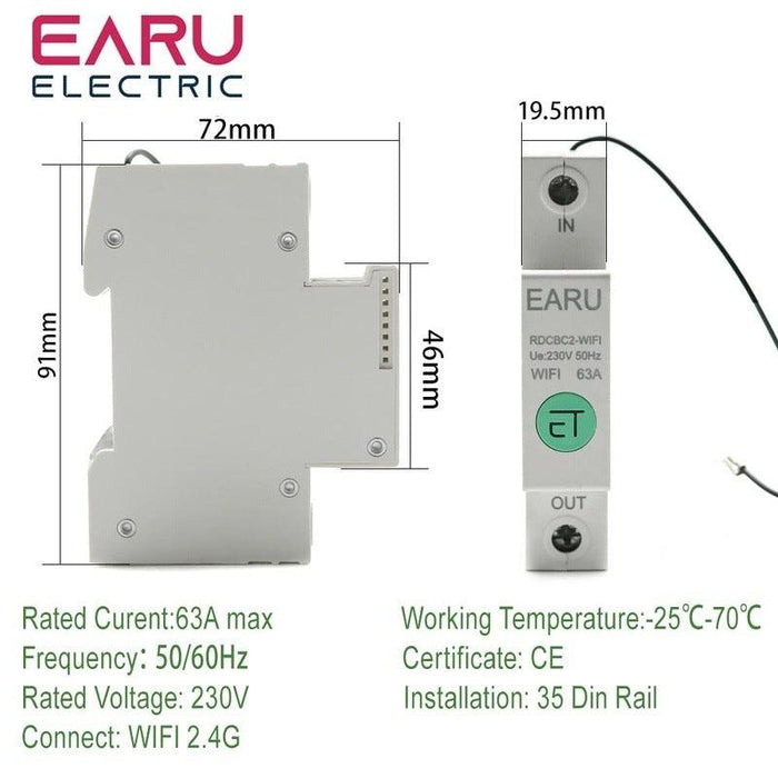 1P Din Rail WIFI Smart Energy Meter Power Consumption kWh Meter Circuit Breaker Time Timer Switch Relay Voltmeter for Smart Home.