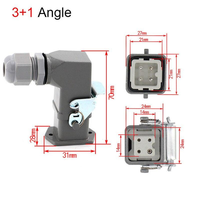 1PCS Heavy duty connector 4core (3+1) 5core (4 +1) 6core (5+1) 8core (7+1) 10A Rectangular aviation plug.