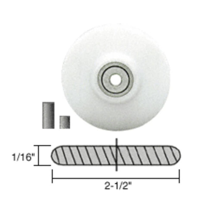 Screen Roller Round Edge Nylon Replacement Wheel; 2 - 1/2" X 1/16 - Reflect Window & Door