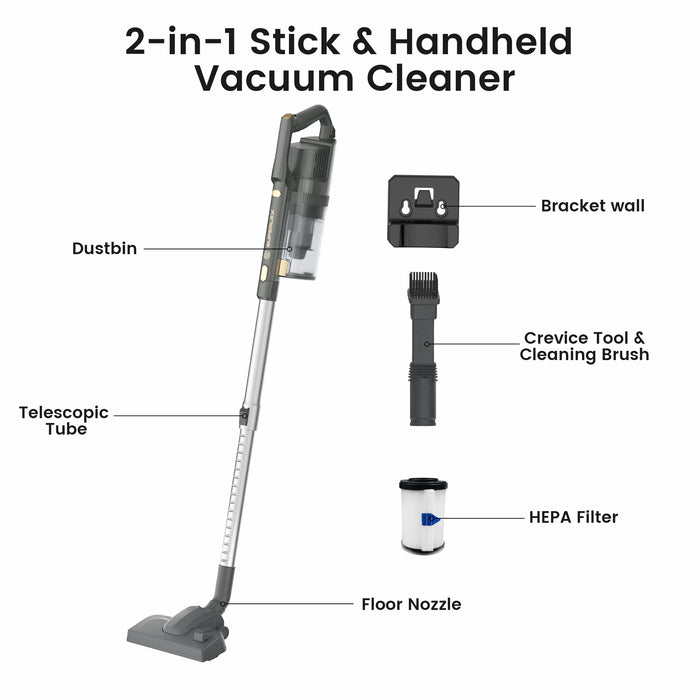 2-in-1 Handheld Vacuum Cleaner with Powerful 16.5KPa Suction