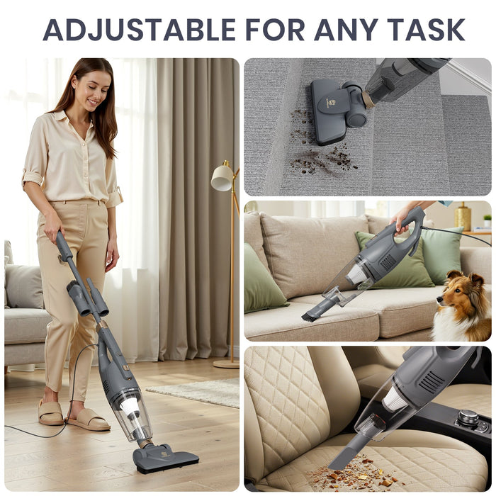 2-in-1 Stick Vacuum Cleaner – Powerful Suction with HEPA Filtration & Multi-Surface Tools