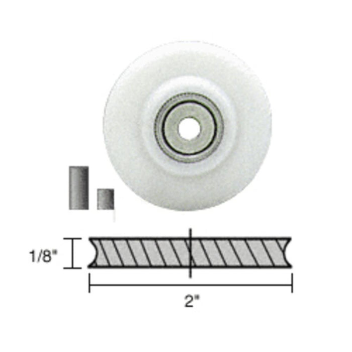 Screen Roller Nylon Concave Edge Replacement Wheel; 2" x 1/8 - Reflect Window & Door