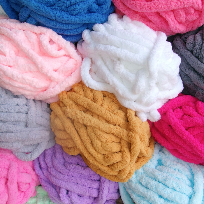 20mm Chunky Chenille Yarn - Baby Pink Color