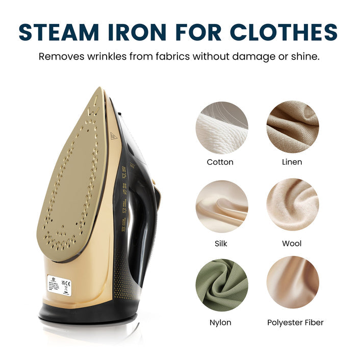 2400W 2-in-1 Cordless Steam Iron – Ceramic Soleplate & Skirt Spray