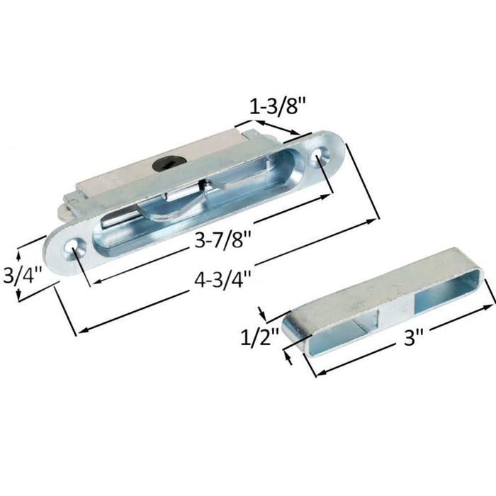 Sliding Glass Door Mortise Lock and Keeper 3/4" Wide With 3 - 7/8" Screw Holes - Reflect Window & Door