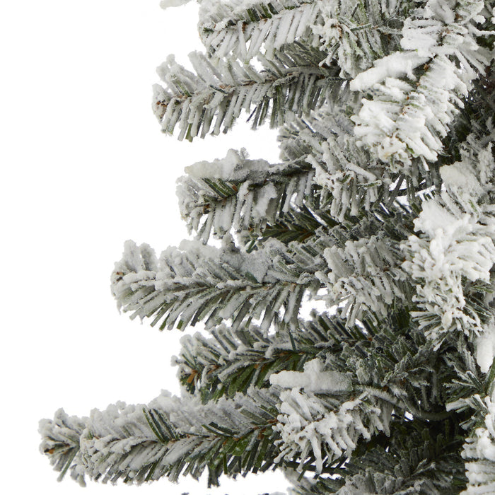 4’ Flocked Alpine Artificial Christmas Tree with 100 Lights and 260 Bendable Branches