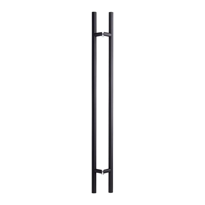 48-Inch Back-to-Back Offset Entry Door Pull Handle – Round H-Type | 304 Stainless Steel - Black