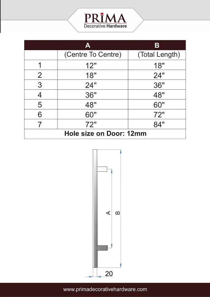 48" Single-Sided Rectangle Entry Door Pull Handle | 304 Stainless Steel - PVD Gold Finish