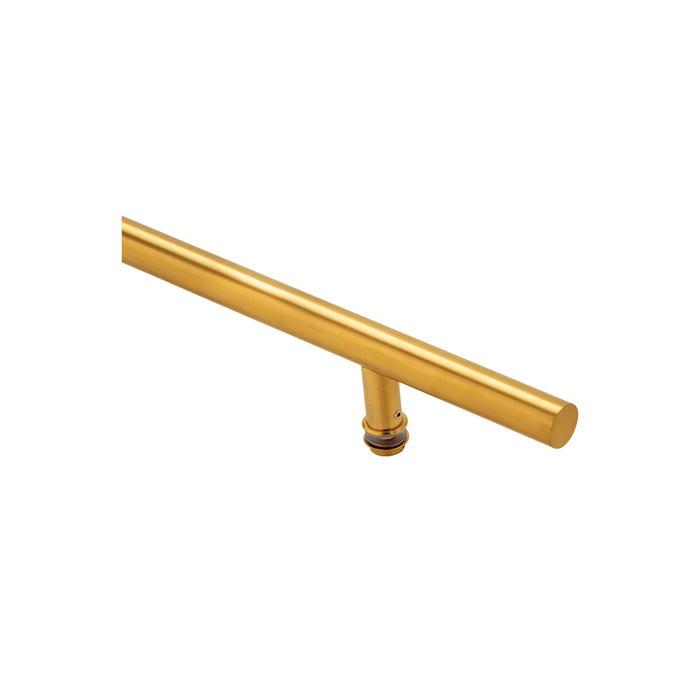 48" Single-Sided Round Entry Door Pull Handle | 304 Stainless Steel - PVD Gold Finish