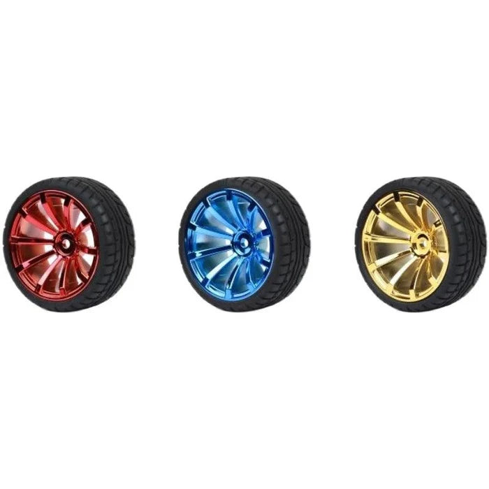 4pcs 65mm Rubber Tire Wheel Hub Motor Brass Extension Hexagonal Coupling 1:10 Wheel For RC Smart Robot Car Chassis Part DIY Toy