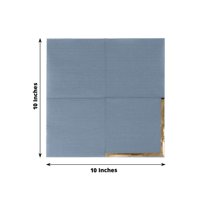 Blue and gold paper napkins, 10 inches x 10 inches, set of four