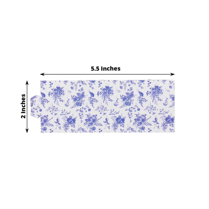 Floral-patterned paper measuring 5.5 x 2 inches on a white background