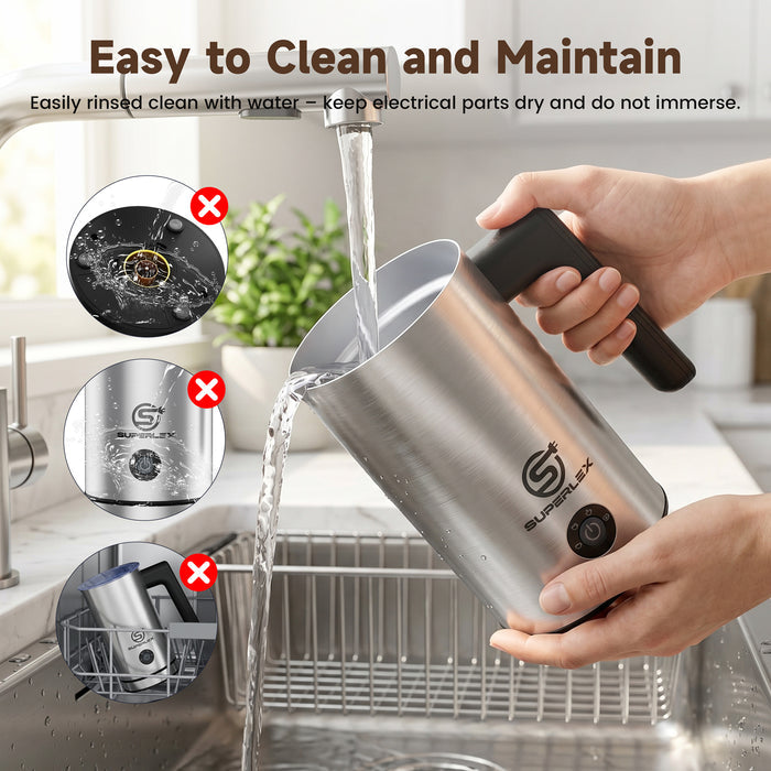 500W 4-In-1  Stainless Steel Milk Frother with Safe & Easy One-Touch Operation