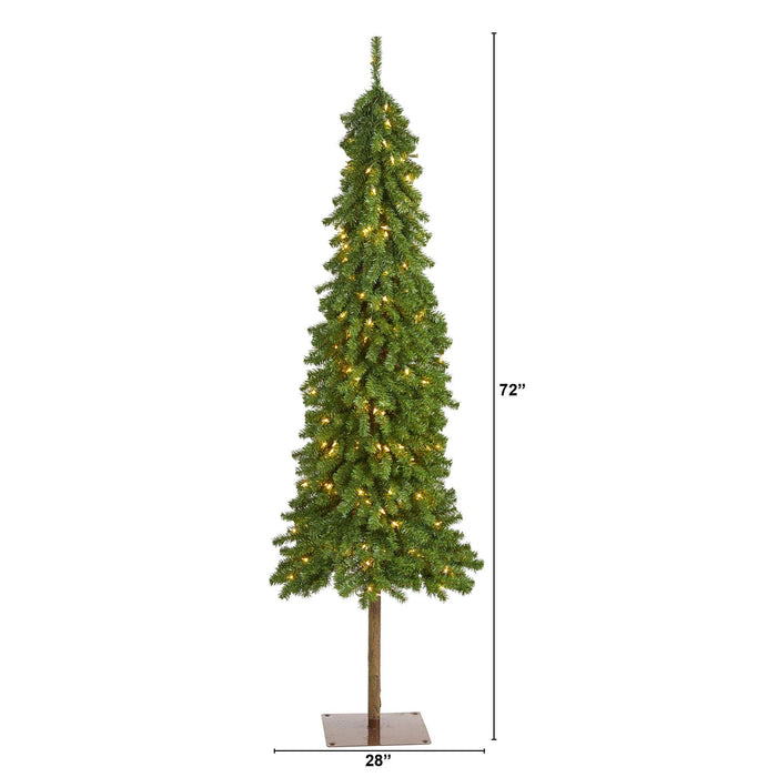 6' Alpine Artificial Christmas Tree with 200 Lights and 580 Bendable Branches