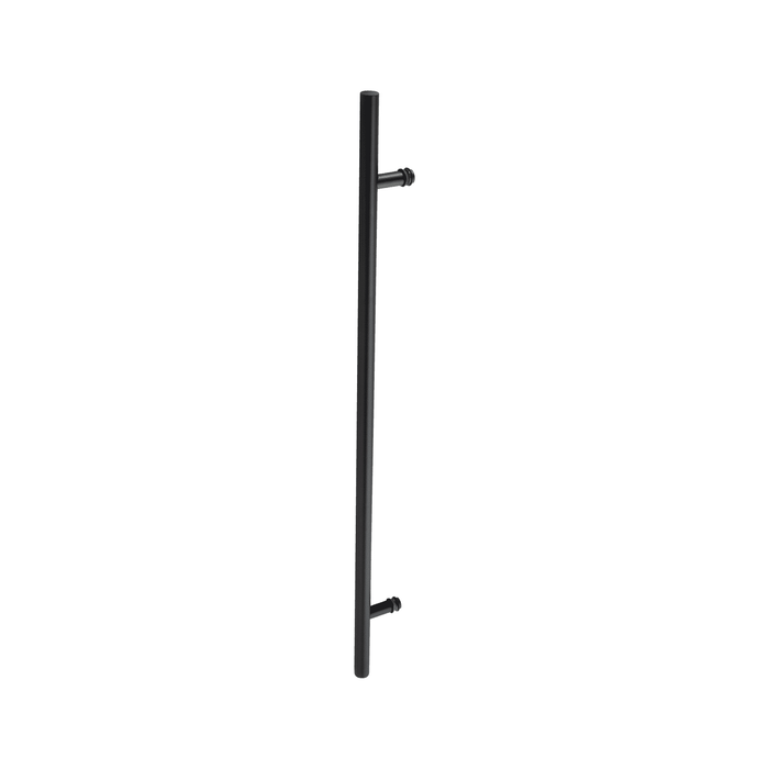 72" Single-Sided Round Entry Door Pull Handle | 304 Stainless Steel - Black Matte Finish