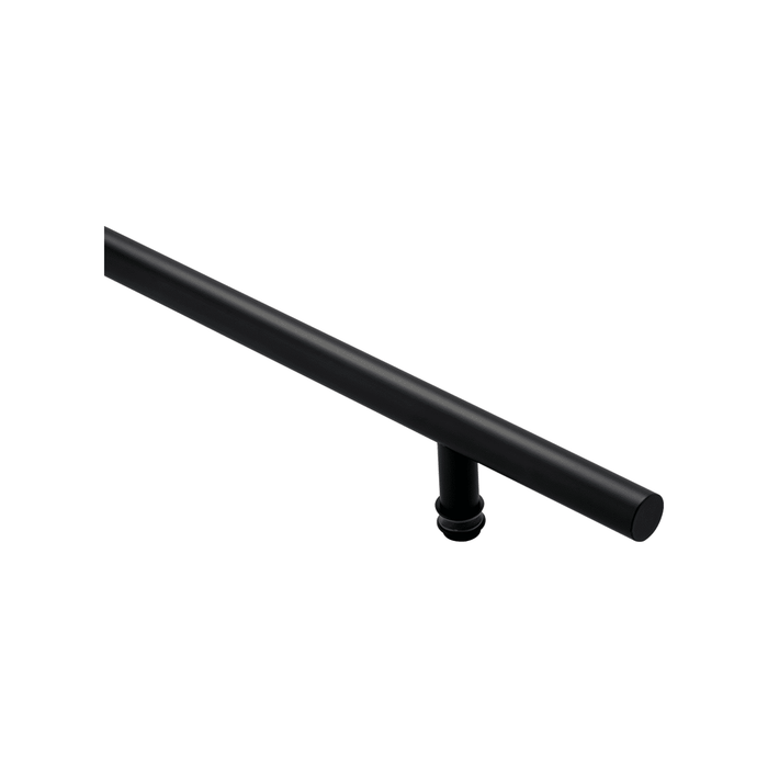 72" Single-Sided Round Entry Door Pull Handle | 304 Stainless Steel - Black Matte Finish