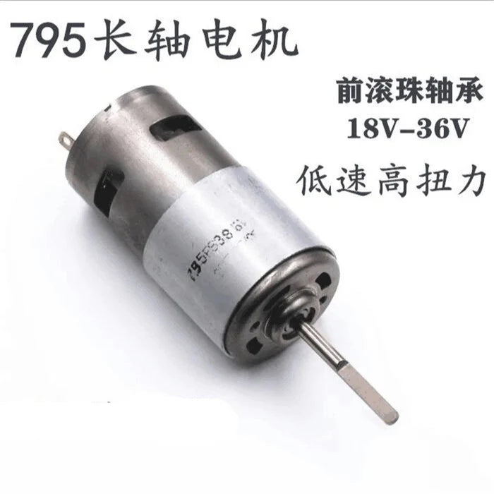 795 DC Motor Front Ball Bearing 24V 6000 rpm Low Speed High Torque Motor Built in Cooling Fan