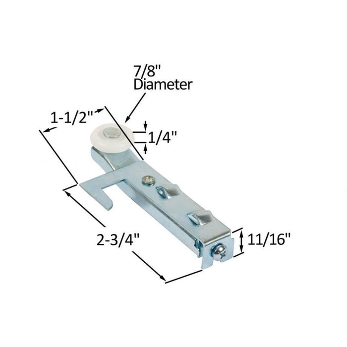 Acme and Stanley 7/8" Nylon Bi - Pass Roller - Reflect Window & Door