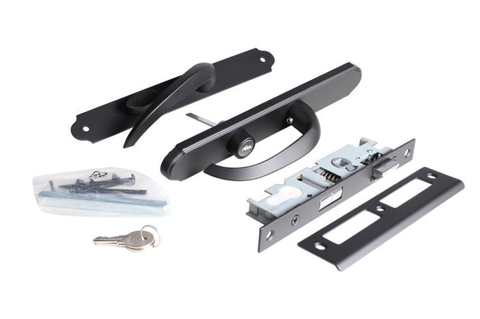 Residential Swinging Screen & Storm Door Matte Black Handle Set with Key Lock - Reflect Window & Door