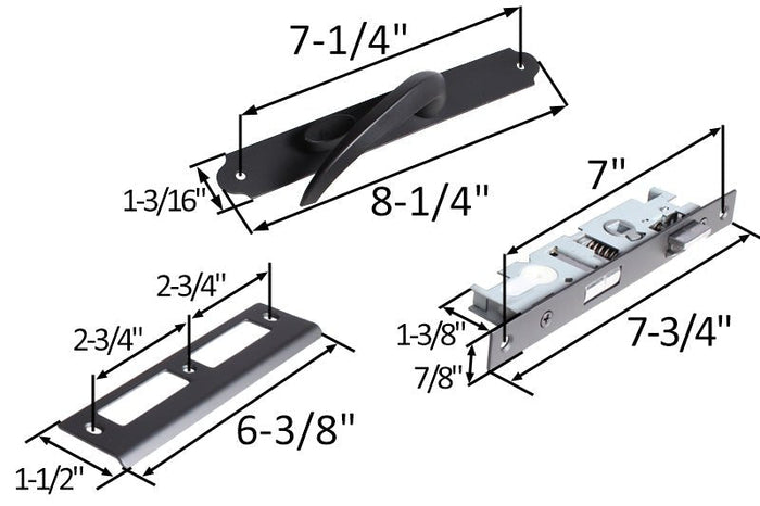 Residential Swinging Screen & Storm Door Matte Black Handle Set with Key Lock - Reflect Window & Door