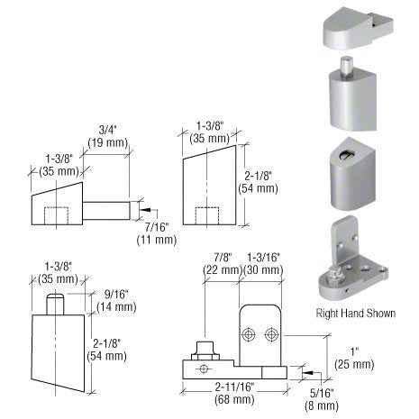Right Hand Aluminum Commercial Door Pivot Set - Reflect Window & Door