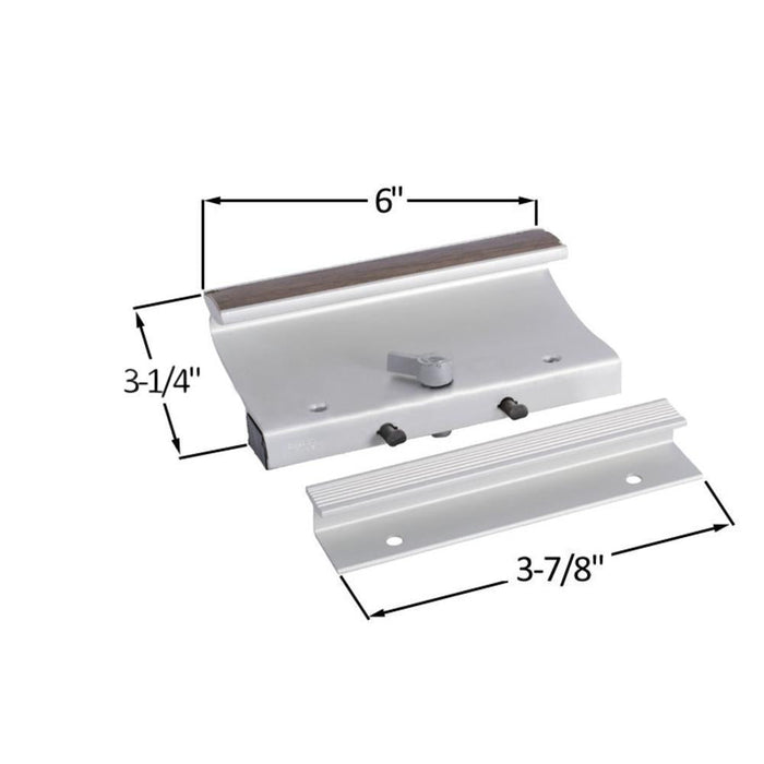 Sliding Glass Patio Door Surface Mount Aluminum Hook - Style Handle 3 - 7/8" Screw Holes - Aluminum - Reflect Window & Door