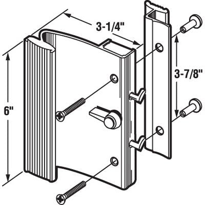 Sliding Glass Patio Door Surface Mount Aluminum Hook - Style Handle 3 - 7/8" Screw Holes - Aluminum - Reflect Window & Door