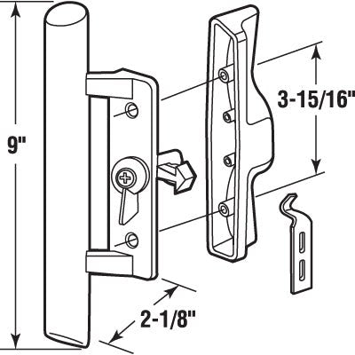 Sliding Glass Patio Door Wood/Aluminum Handle Set With 3 - 15/16" Screw Holes - Reflect Window & Door