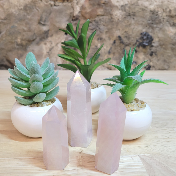 Angel and Rose Aura Crystal Quartz Pillars 2"-4"