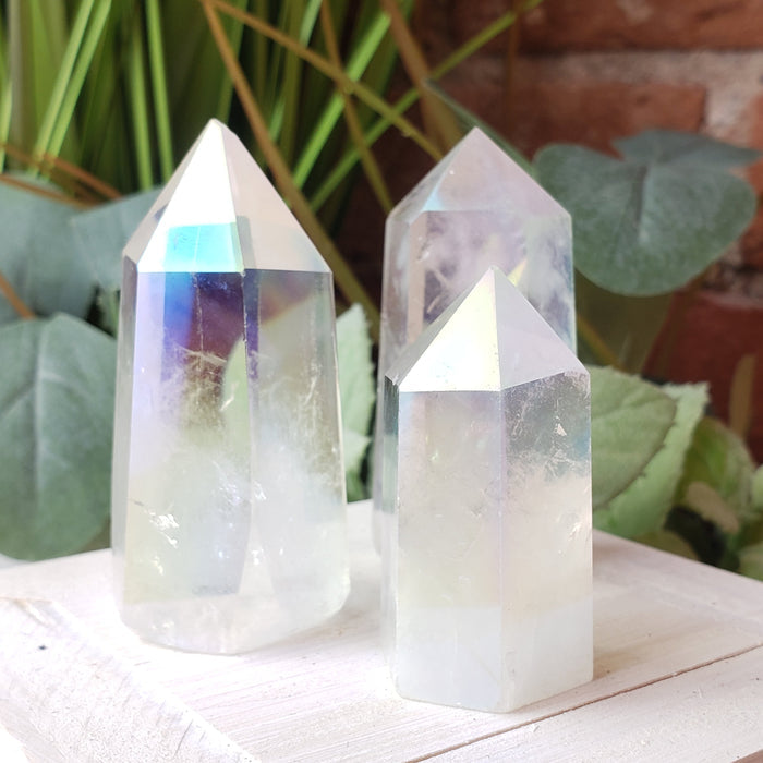Angel and Rose Aura Crystal Quartz Pillars 2"-4"