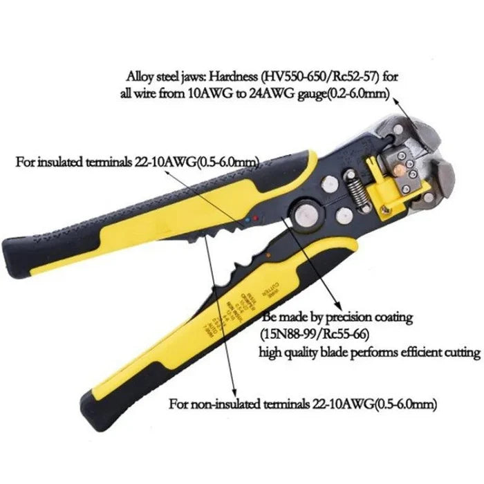 Automatic Cable Wire Stripper Self Adjusting Crimper Terminal Tool AWG24-10(0.2-6.0MM2)