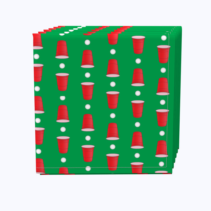 Beer Pong Cups Green Napkins