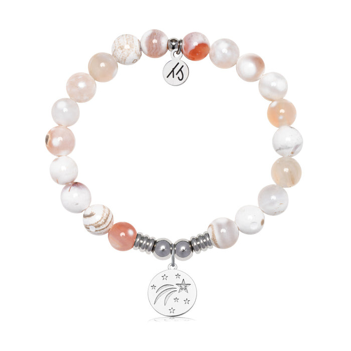 Best is Yet to Come Charm with White Natural Agate Gemstone Bracelet