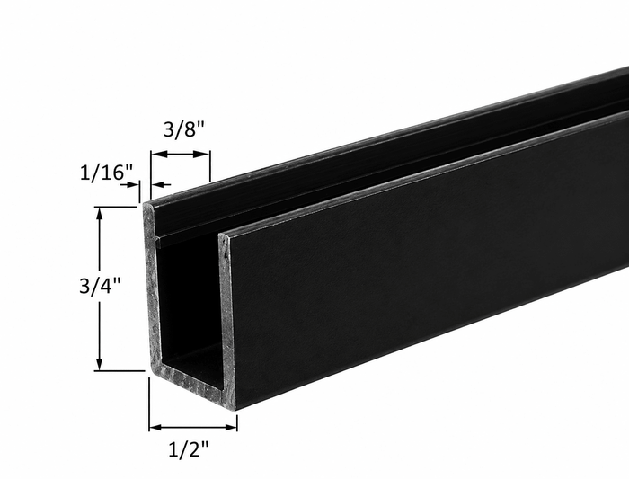 Black 1/2" x 3/4" U - Channel – Aluminum Glazing & Edge Channel - Reflect Window & Door