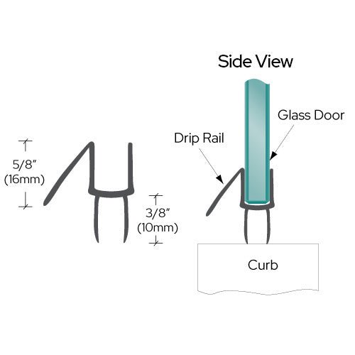 Swinging Shower Door Black Co - Extruded Bottom Wipe with Drip Rail for 1/2" Glass - Reflect Window & Door