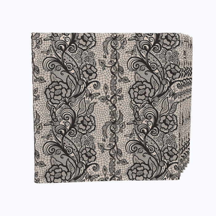 Black Lace Butterflies & Flowers Stripe Napkins