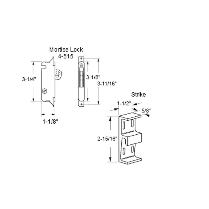 Sliding Glass Patio Door Standard Mortise - Style Handle 3 - 15/16" Screw Holes - Black - Reflect Window & Door