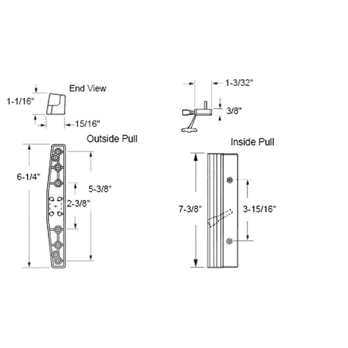 Sliding Glass Patio Door Standard Mortise - Style Handle 3 - 15/16" Screw Holes - Black - Reflect Window & Door