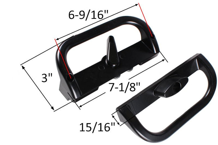 Black Surface Mounted Keyed Hook Style with 6 - 9/16" Screw Spacing Patio Door Handle Set - Reflect Window & Door