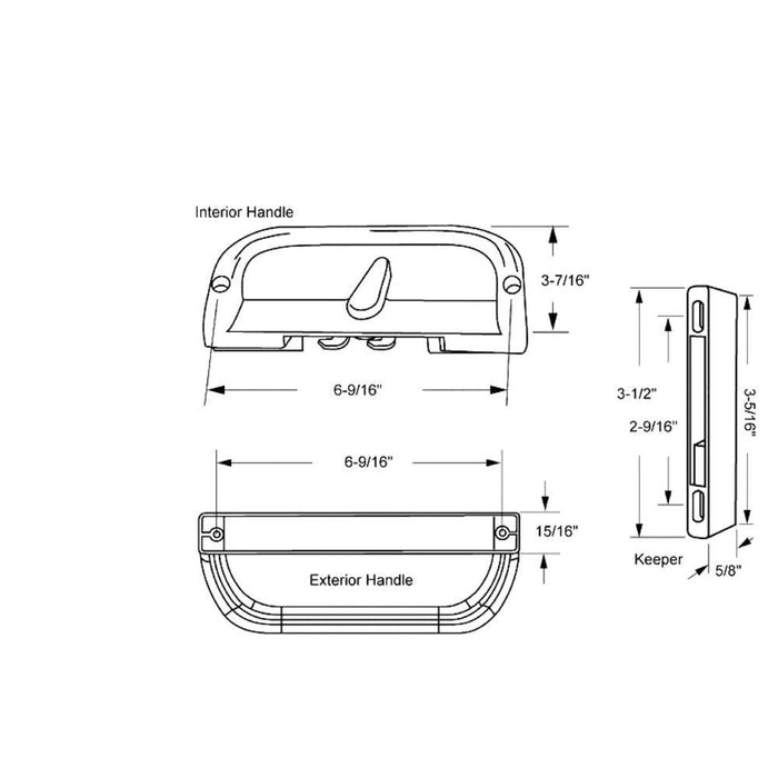 Black Surface - Mounted Hook Style Sliding Glass Patio Door Handle Replacement - Reflect Window & Door