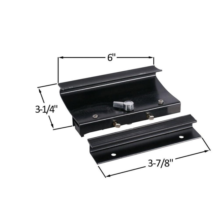 Sliding Glass Patio Door Surface Mount Aluminum Hook - Style Handle 3 - 7/8" Screw Holes - Black - Reflect Window & Door
