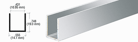 Shower Door Brite Anodized 3/8" Aluminum U-Channel - Reflect Window & Door